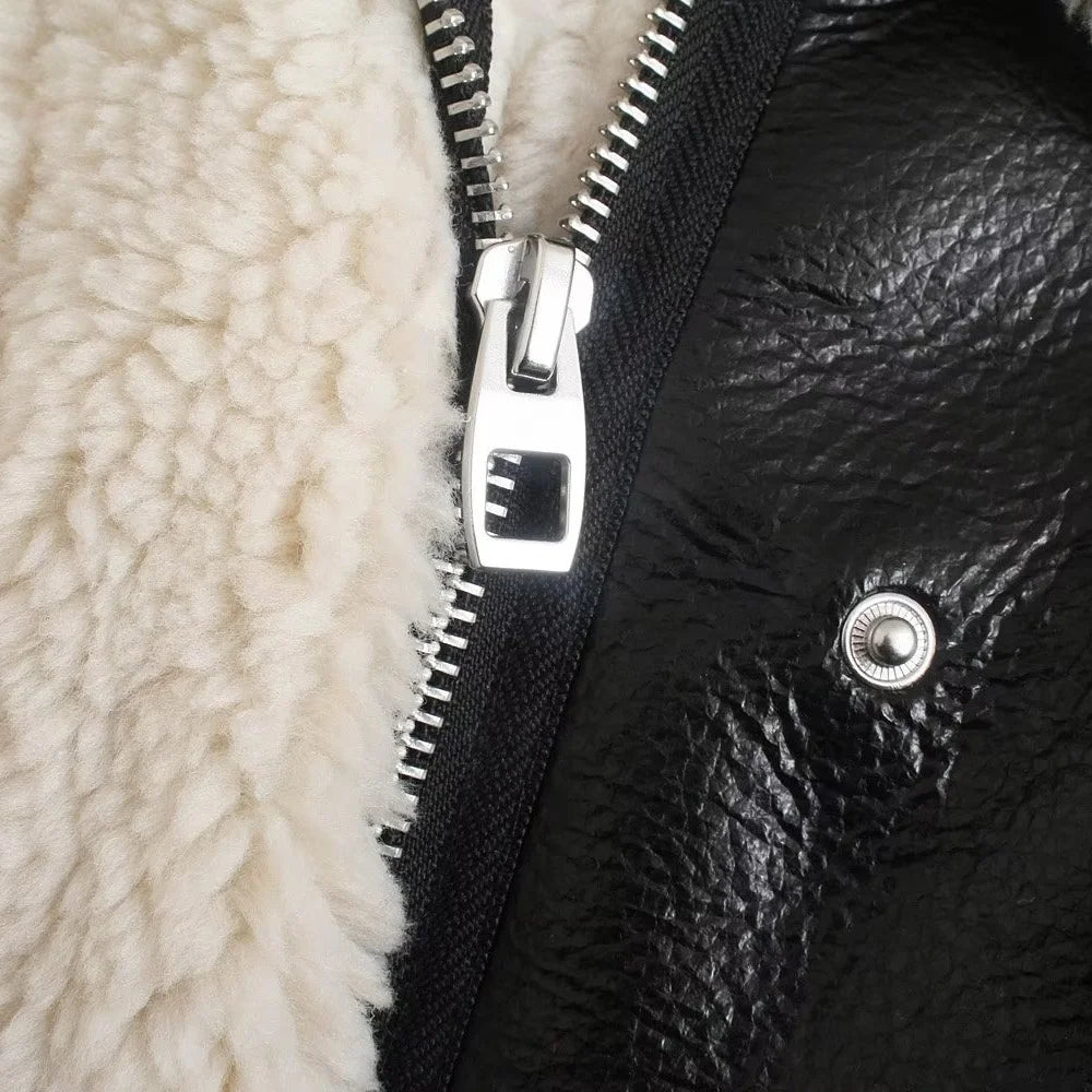 Autumn/Winter New Product Women's New Fashion Casual Loose Versatile Zipper Imitation Leather Jacket Coat